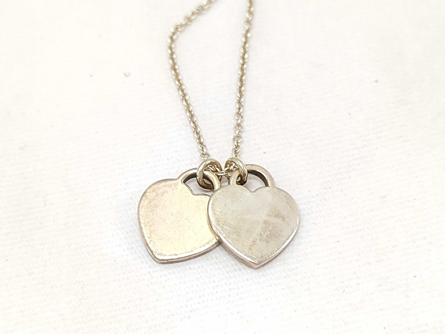 Tiffany & Co. Return to Double Heart Necklace, Green, Ag925, 2.7g