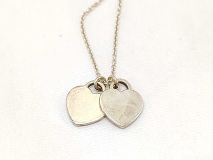 Tiffany & Co. Return to Double Heart Necklace, Green, Ag925, 2.7g
