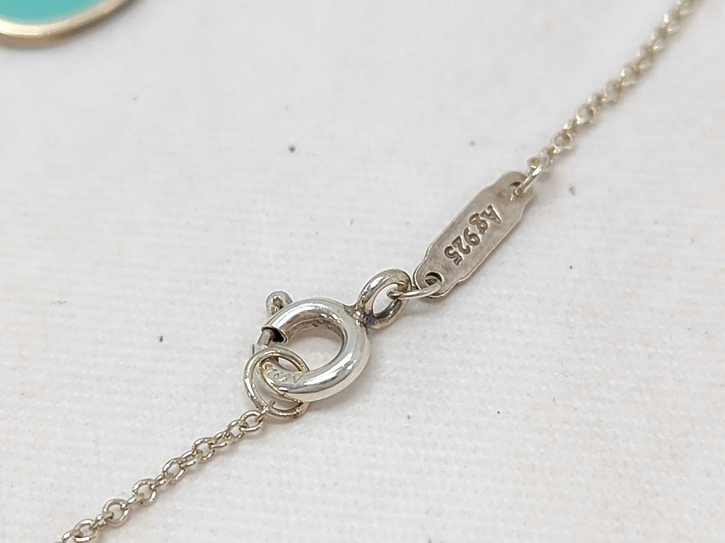 Tiffany & Co. Return to Double Heart Necklace, Green, Ag925, 2.7g