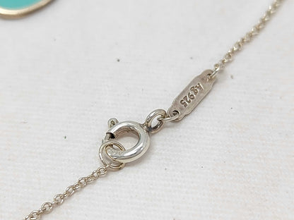 Tiffany & Co. Return to Double Heart Necklace, Green, Ag925, 2.7g