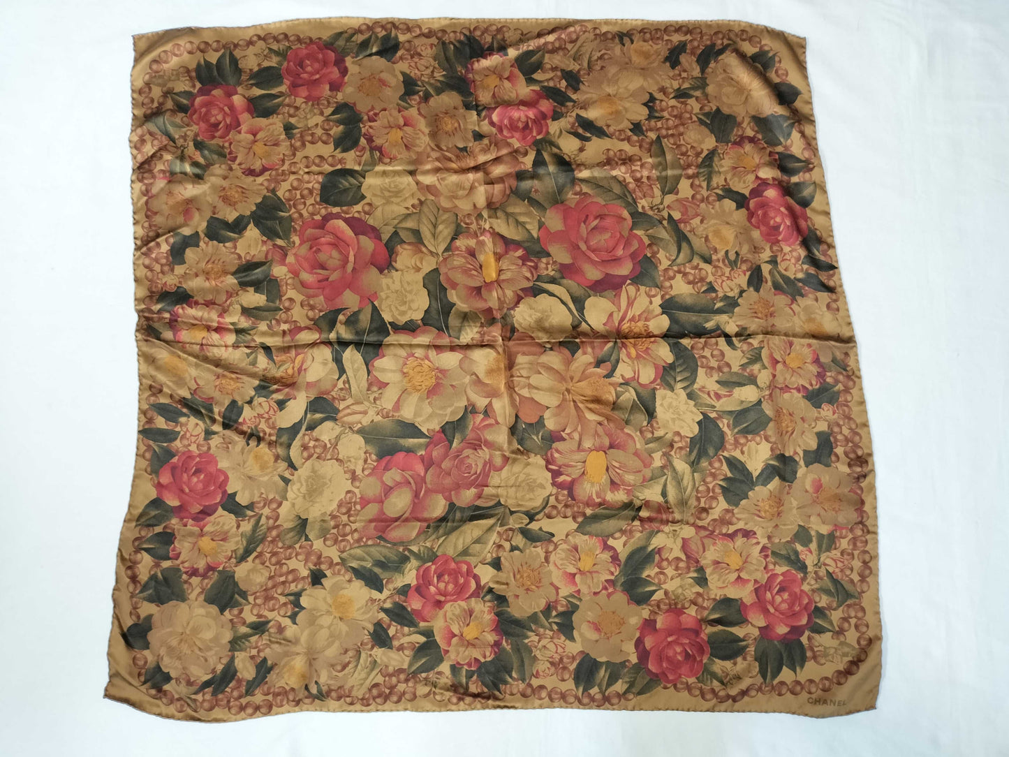 CHANEL Floral Large Scarf 