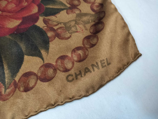 CHANEL Floral Large Scarf 