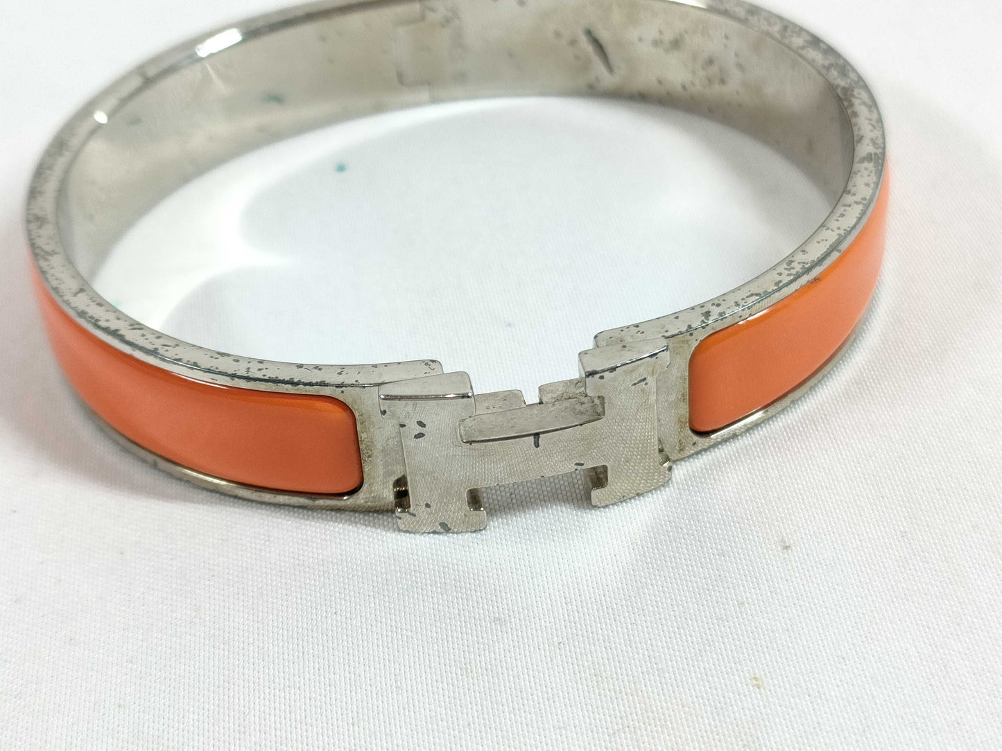 HERMES Click H Silver x Orange Bracelet/Bangle