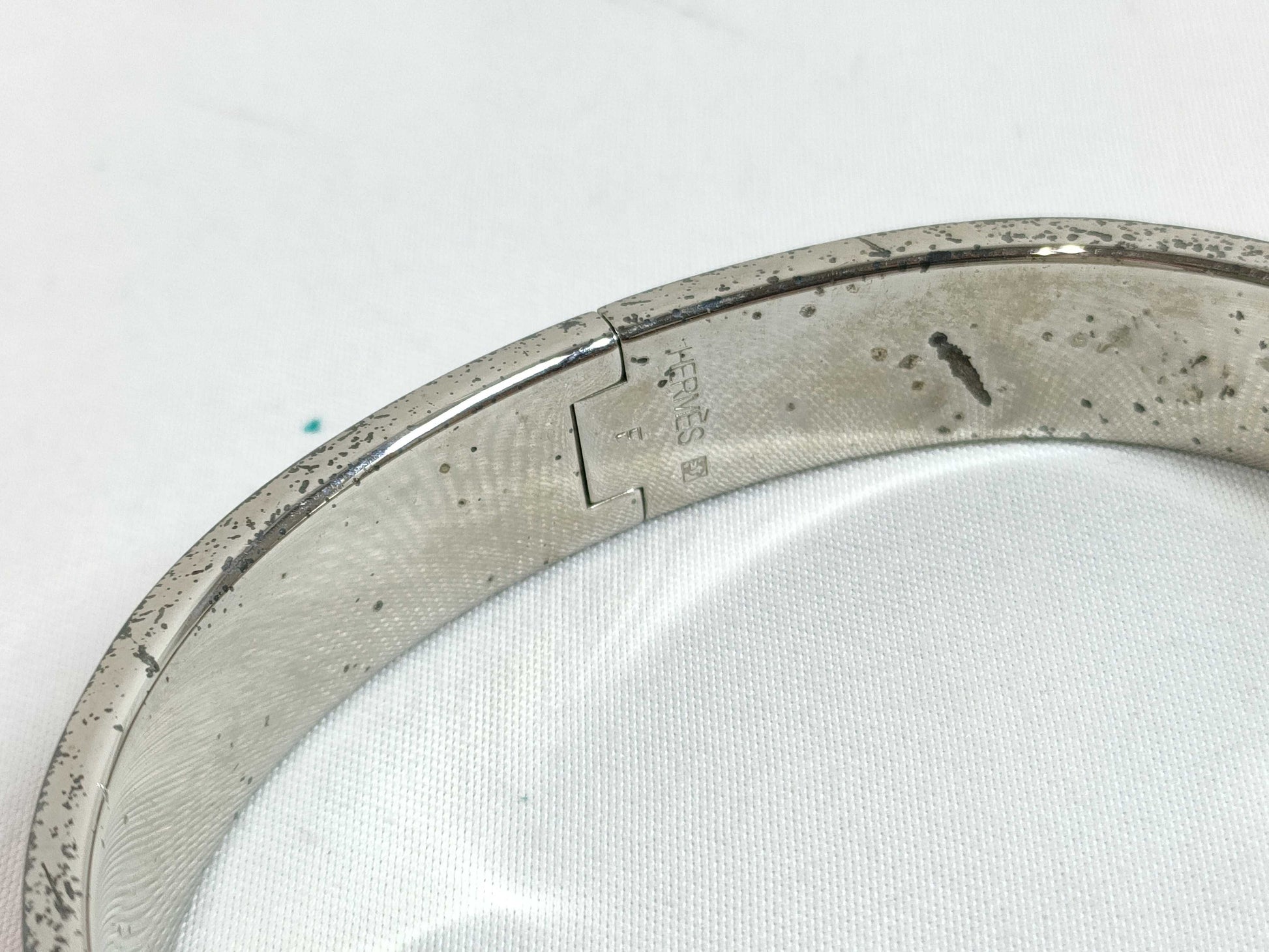 HERMES Click H Silver x Orange Bracelet/Bangle