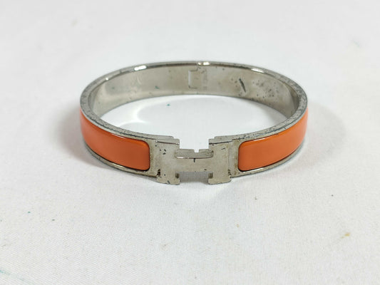 HERMES Click H Silver x Orange Bracelet/Bangle
