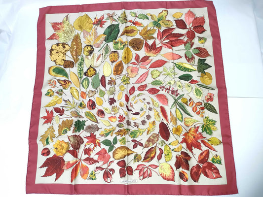 HERMES Carre Carre 90 Tourbillon Fallen Leaves Scarf