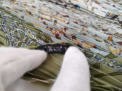HERMES Green Bird Scarf
