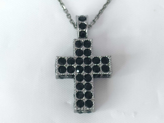 Swarovski Cross Rhinestone Necklace, Black