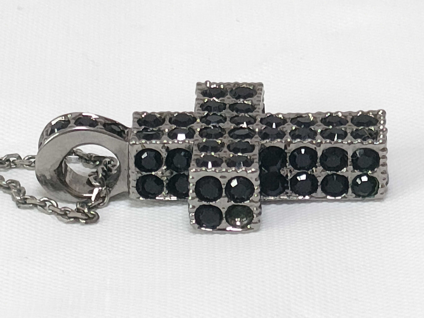 Swarovski Cross Rhinestone Necklace, Black