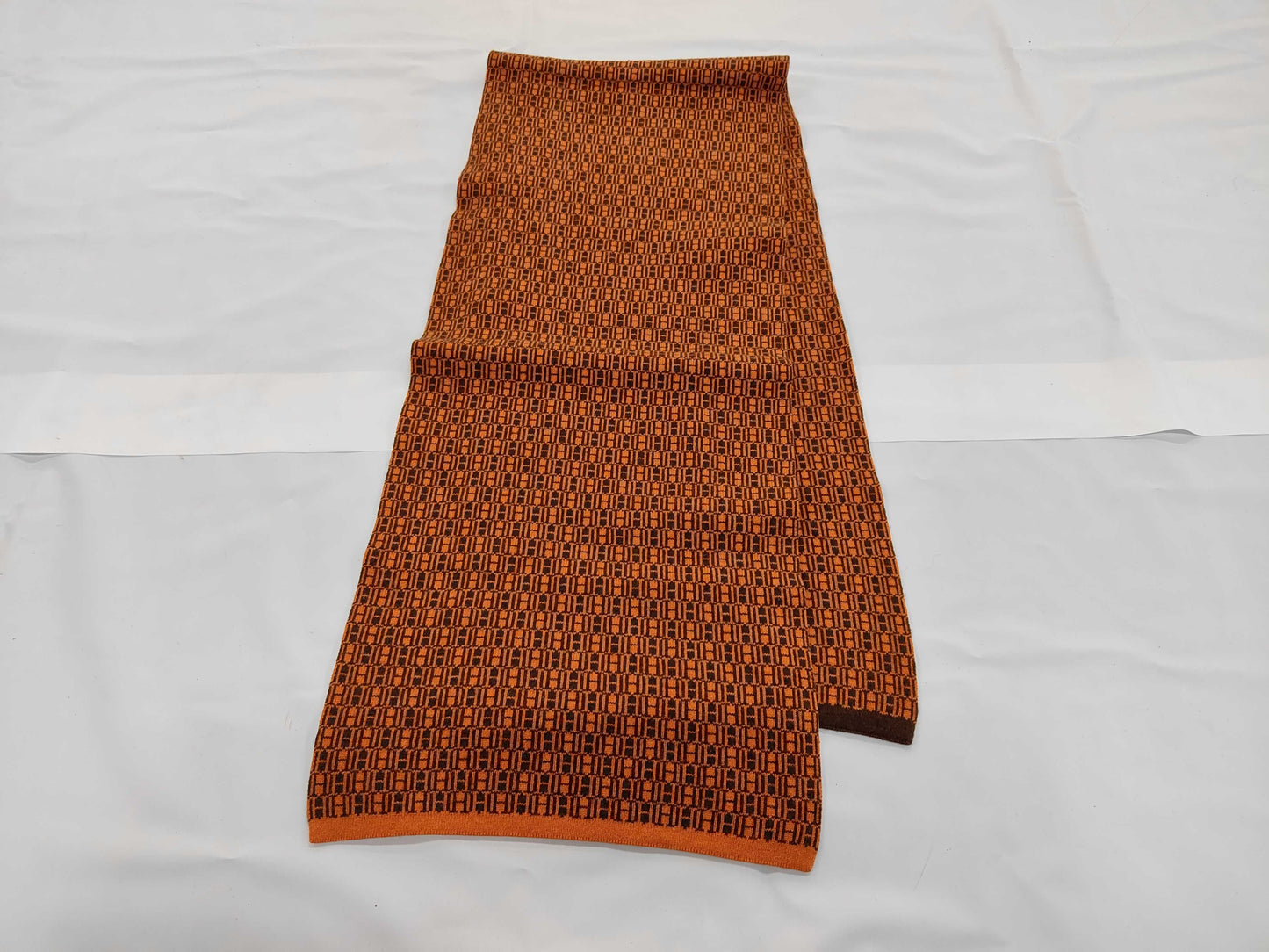 HERMES Orange Logo Scarf