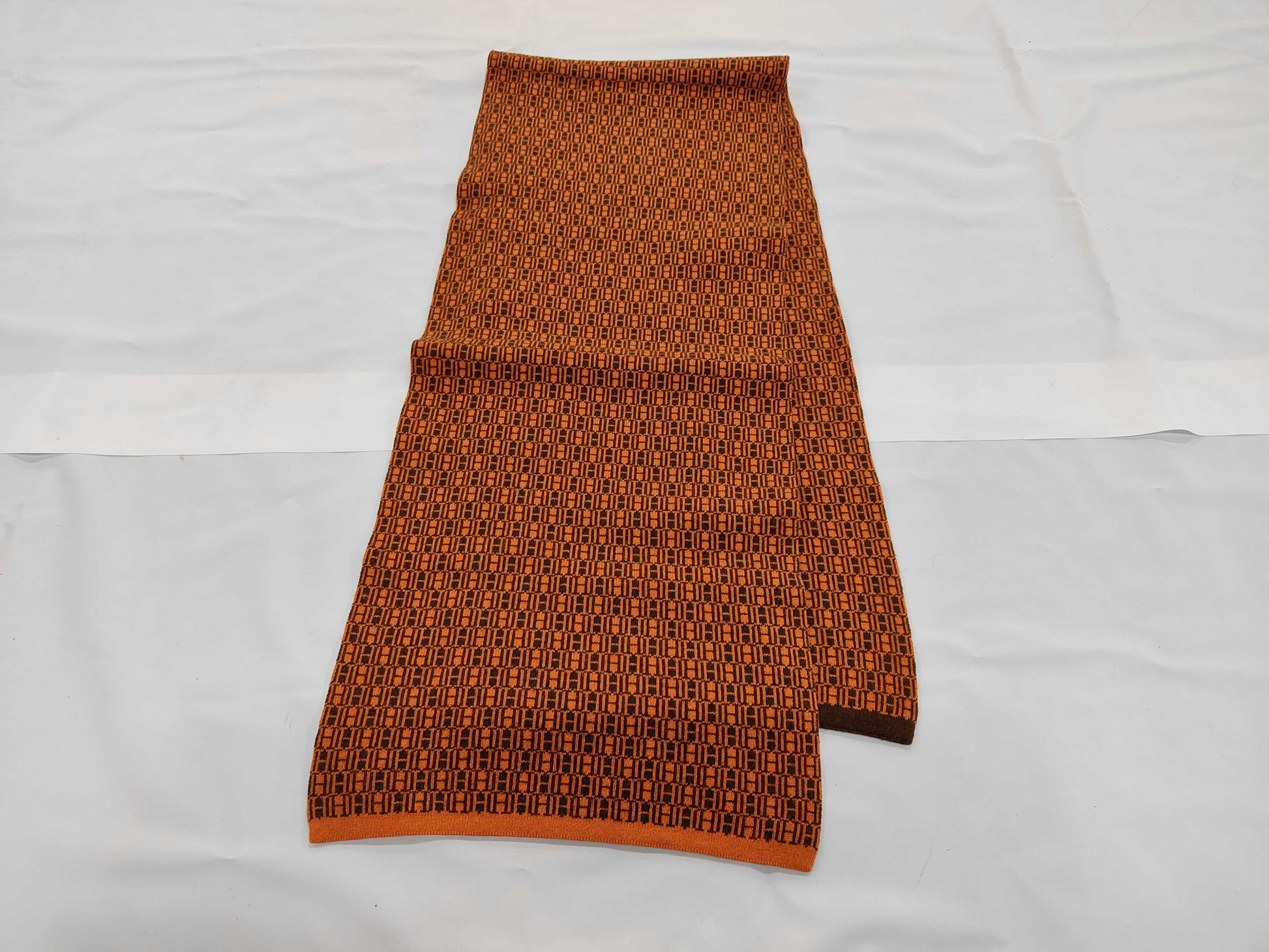 HERMES Orange Logo Scarf