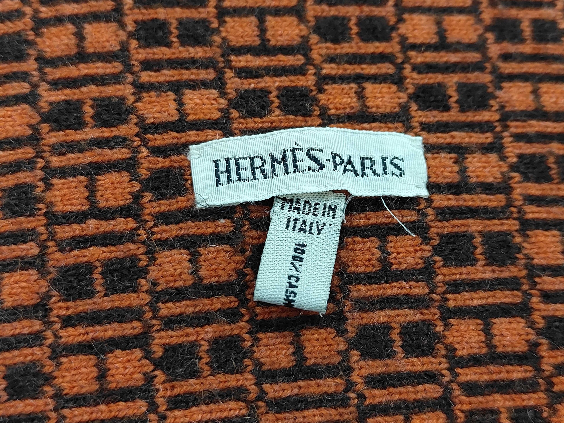 HERMES Orange Logo Scarf