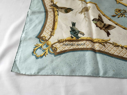 HERMES Carre LA CLE des CHAMPS Scarf 90 Light Blue Scarf