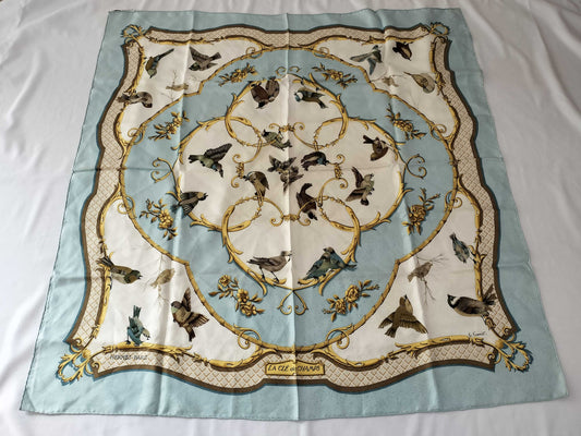 HERMES Carre LA CLE des CHAMPS Scarf 90 Light Blue Scarf