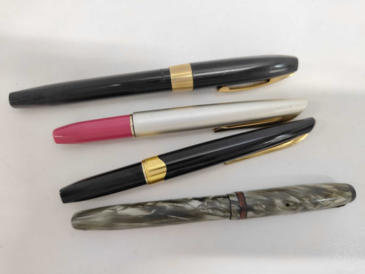 PARKER, PLATINUM, SHEAFFERS 14K Gold Fountain Pen Set of 4