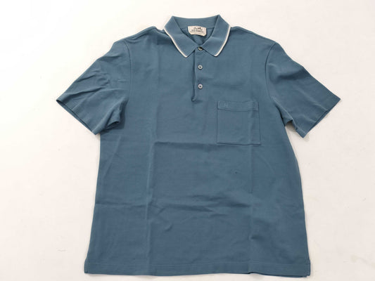 HERMES Polo Shirt Blue L Tops
