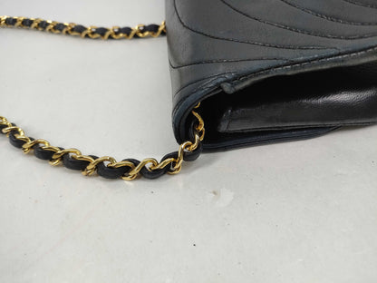 CHANEL Lambskin Flap Chain Shoulder Bag with Turnlock 