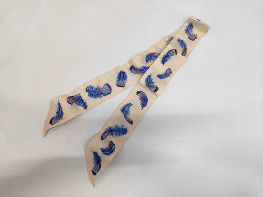 HERMES Twilly Feather Pattern Scarf