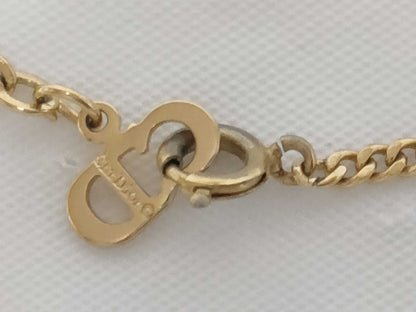 Dior CD logo rhinestone gold necklace
