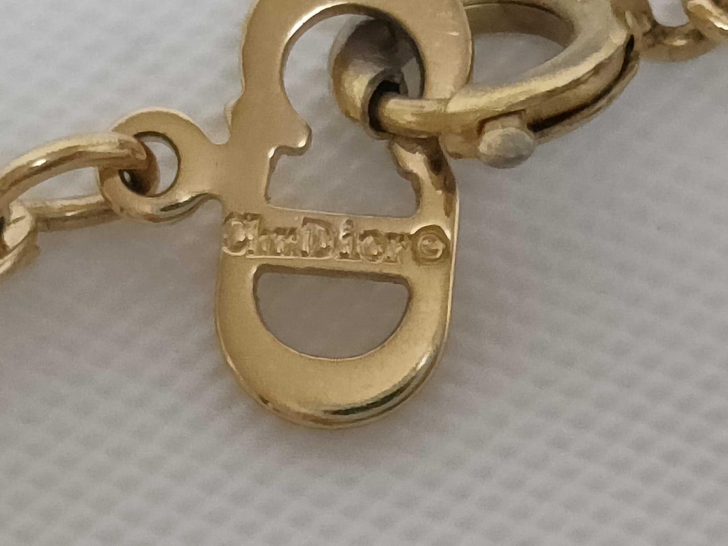 Dior CD logo rhinestone gold necklace