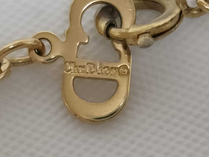 Dior CD logo rhinestone gold necklace