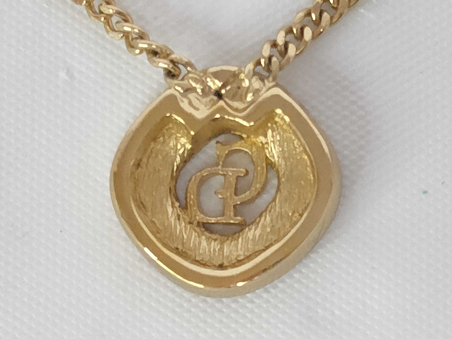 Dior CD logo rhinestone gold necklace