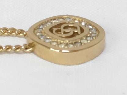 Dior CD logo rhinestone gold necklace