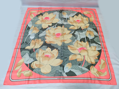 HERMES Carre HERMES Carre FLEURS DE LOTUS Green Scarf Scarf