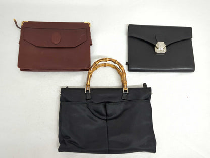 GUCCI Bamboo 0012855 / Cartier Must Line Second Bag / Dunhill Leather Second Bag Handbag