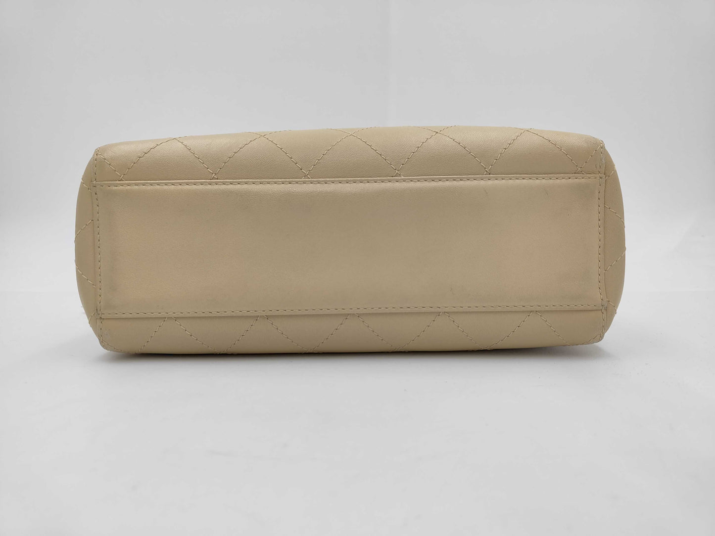 CHANEL Beige Lambskin Handbag with GD Hardware