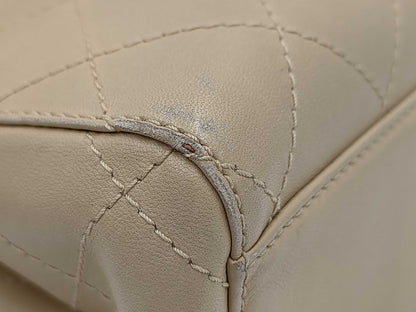 CHANEL Beige Lambskin Handbag with GD Hardware