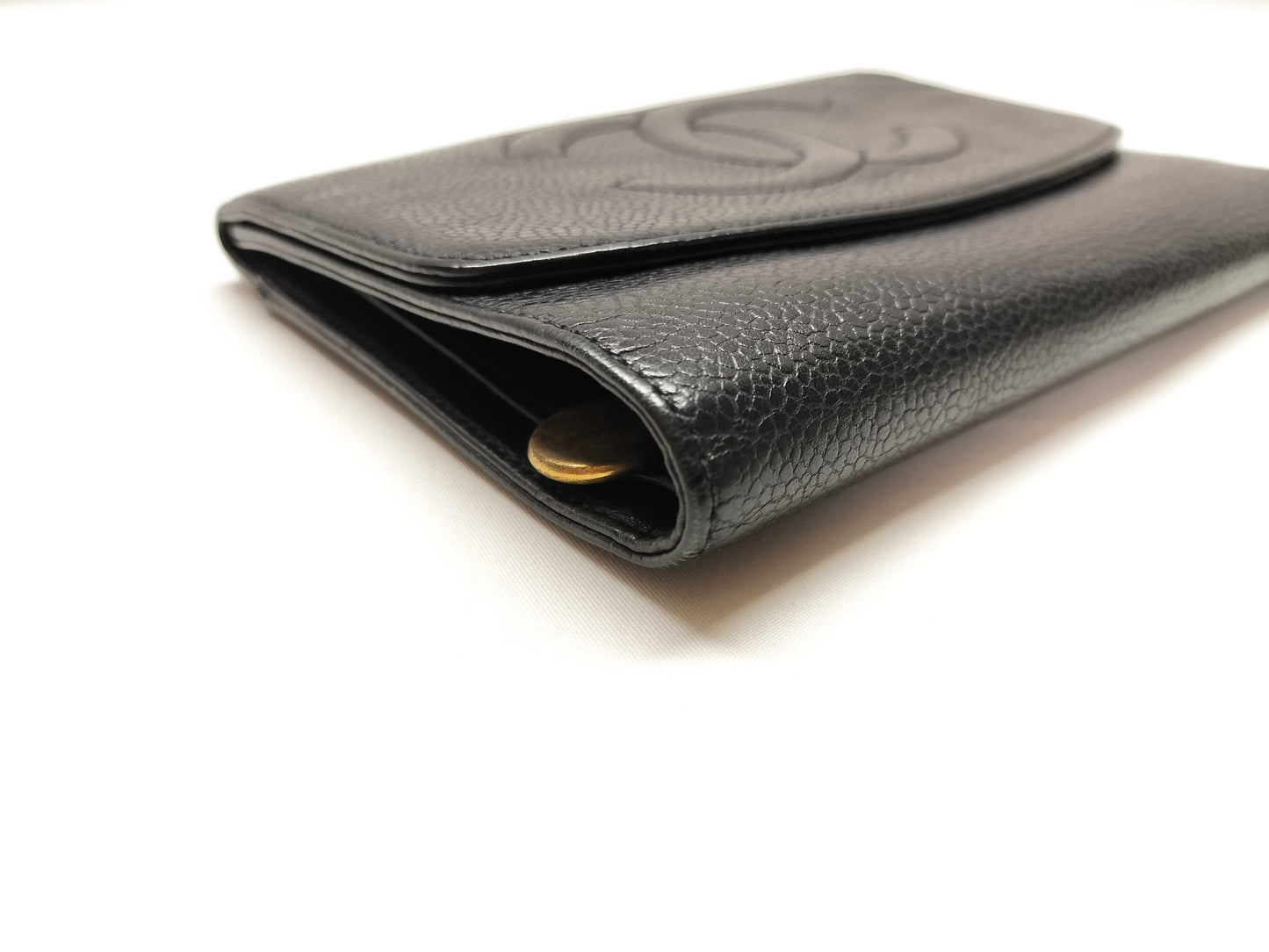 CHANEL Caviar Skin Coco Tri-fold Wallet A