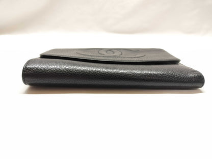 CHANEL Caviar Skin Coco Tri-fold Wallet A