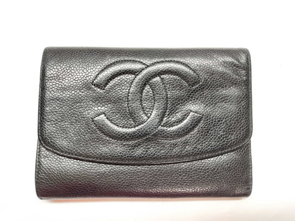 CHANEL Caviar Skin Coco Tri-fold Wallet A