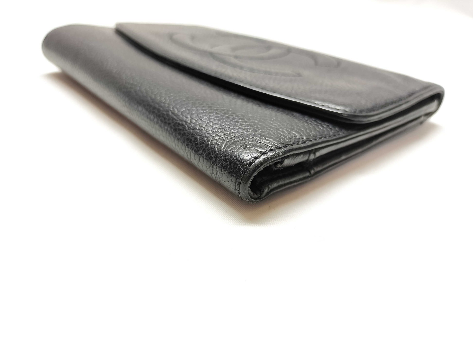 CHANEL Caviar Skin Coco Tri-fold Wallet A