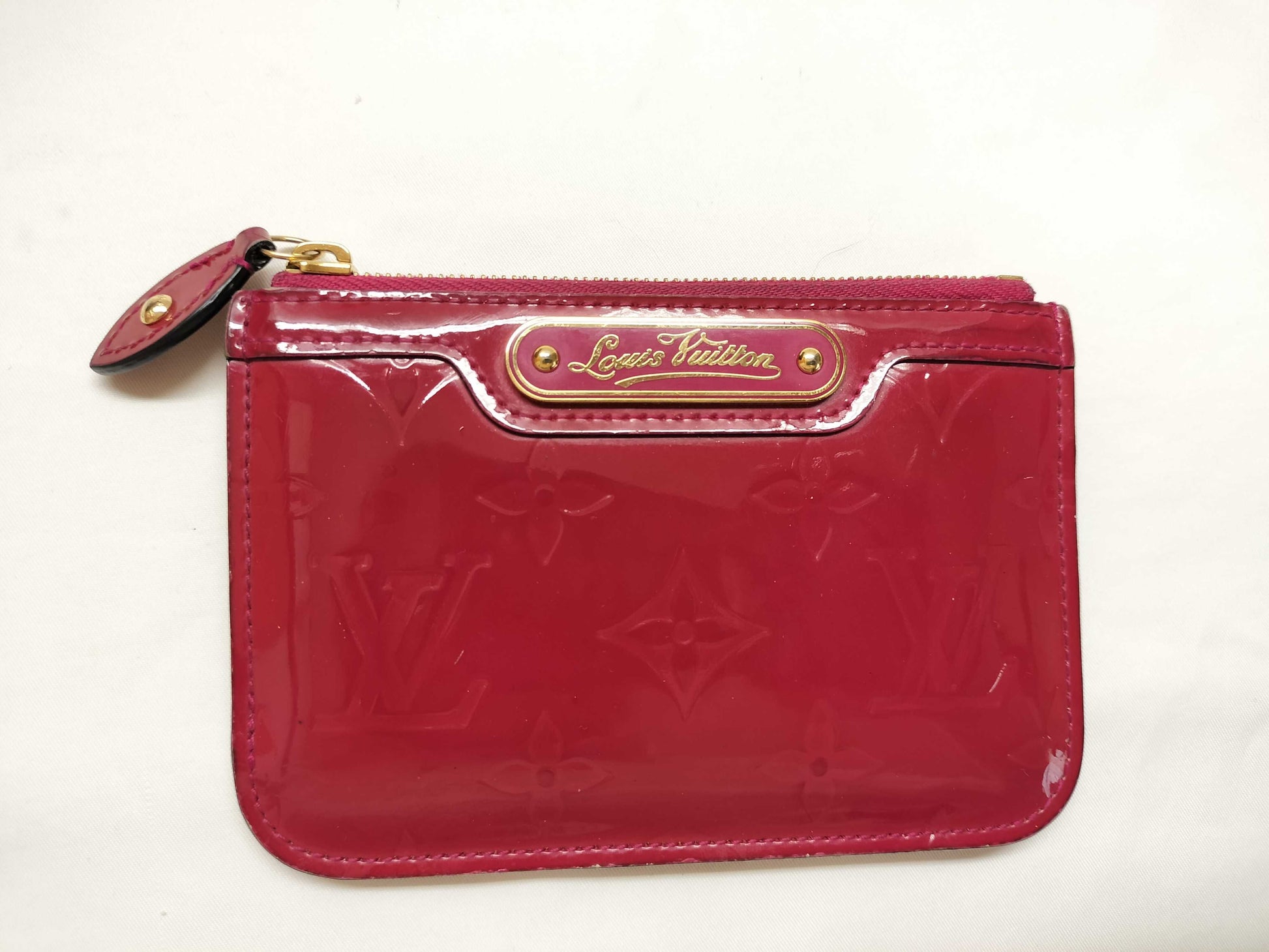 LOUIS VUITTON Vernis Pochette Cle/Coin Case Red Key Case/Key Holder
