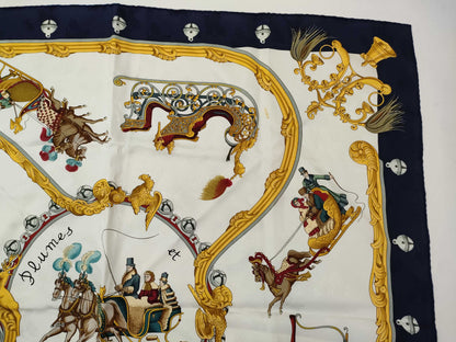 HERMES Carre Feather and Bell Scarf, No Tag