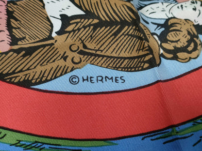 HERMES Carré Omnibus and White Lady Game/Blue Scarf