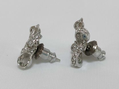 Dior CD logo ribbon rhinestone earrings