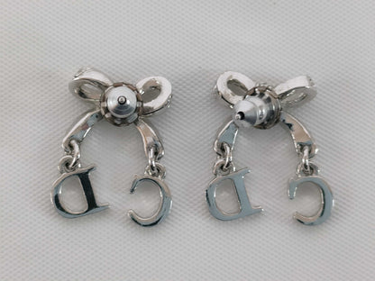 Dior CD logo ribbon rhinestone earrings