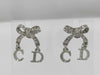 Dior CD logo ribbon rhinestone earrings