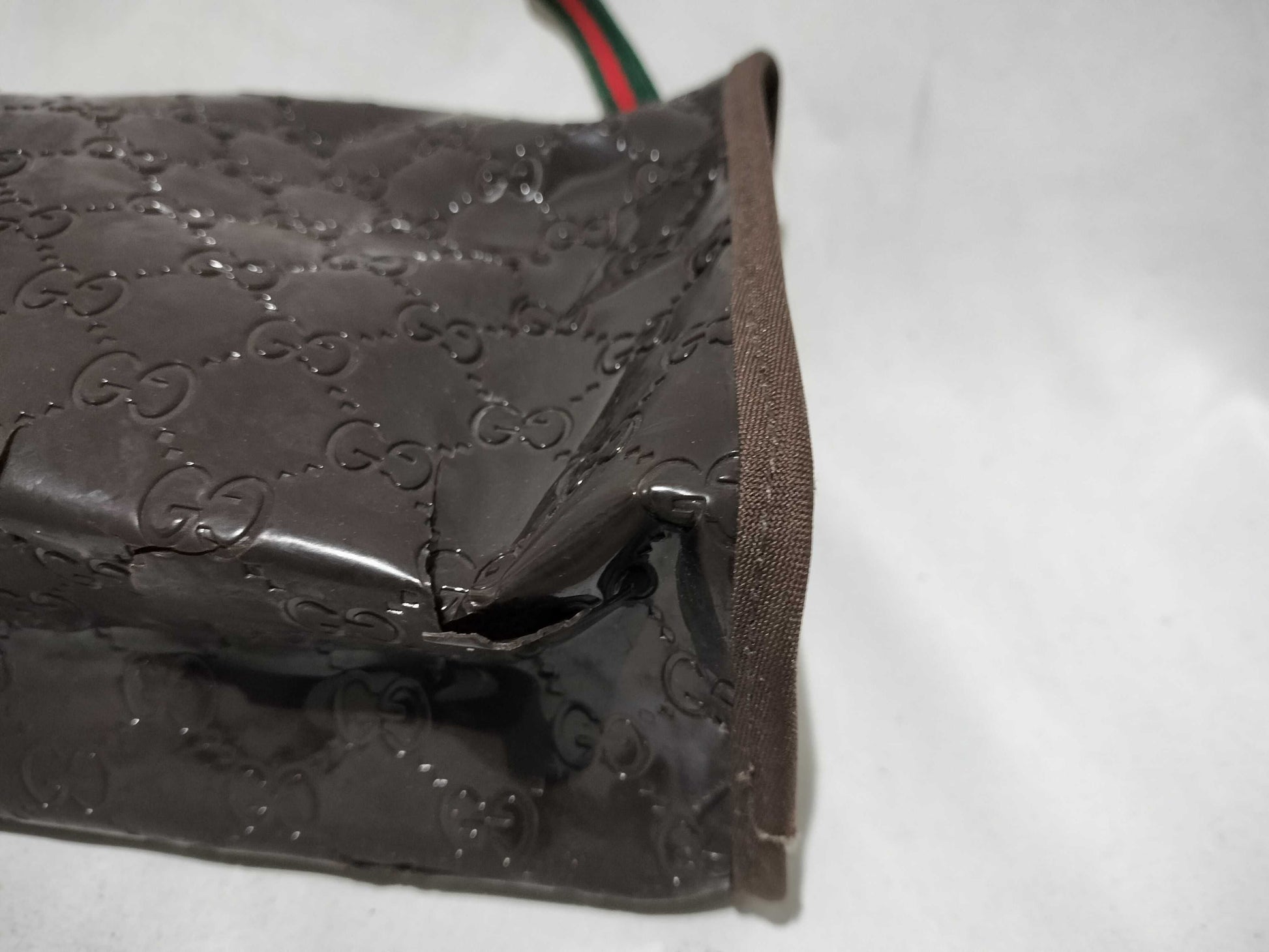 GUCCI Sherry PVC Pouch Damaged