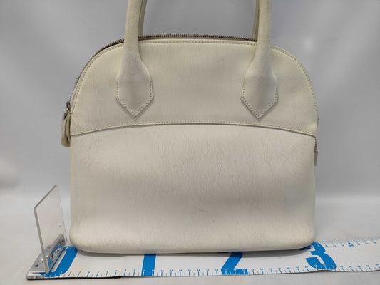 FENDI Leather Handbag with Silver Hardware, White Shoulder Bag
