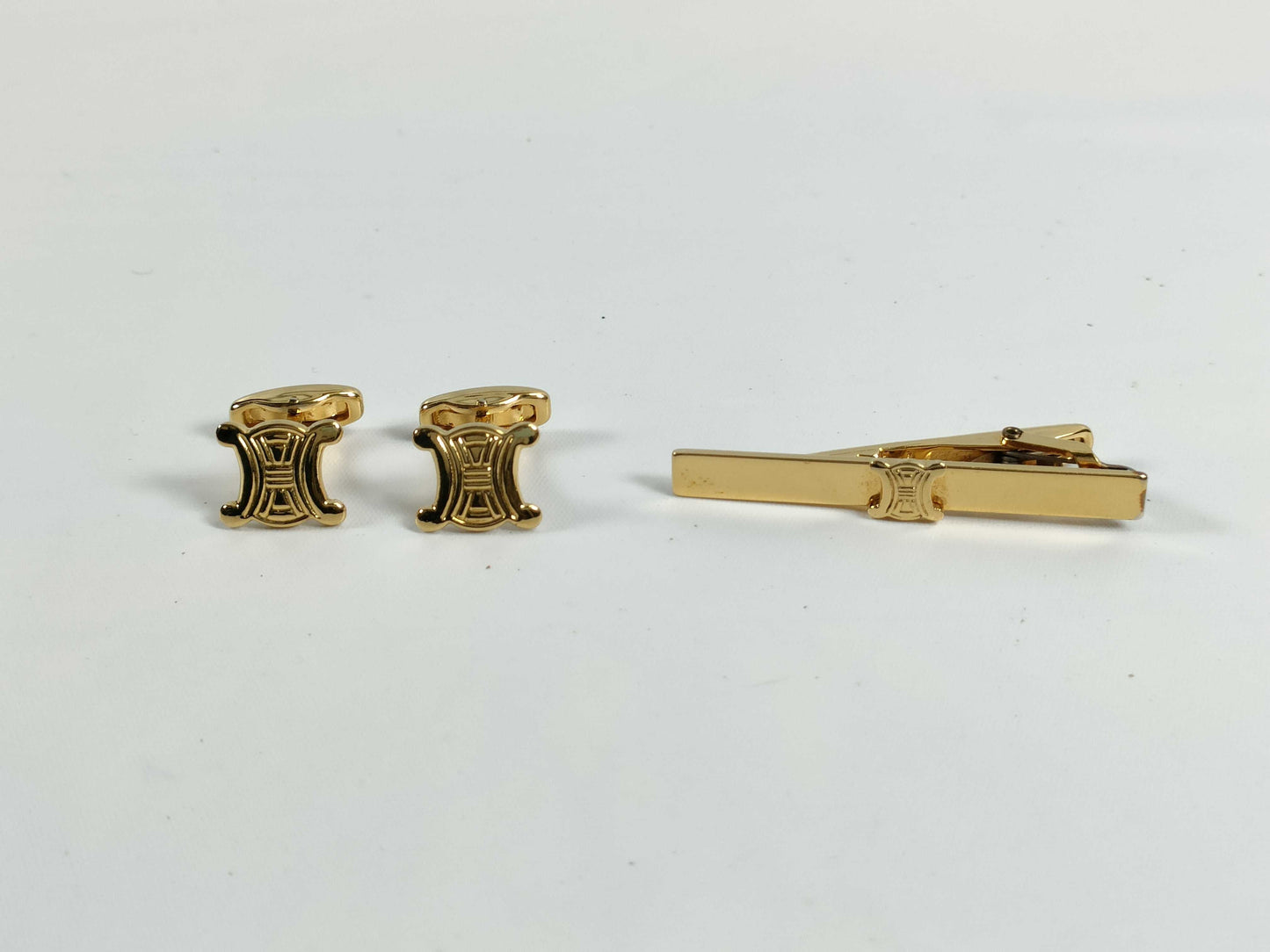 CELINE Macadam Triomphe Cufflinks/Tie Pin Set