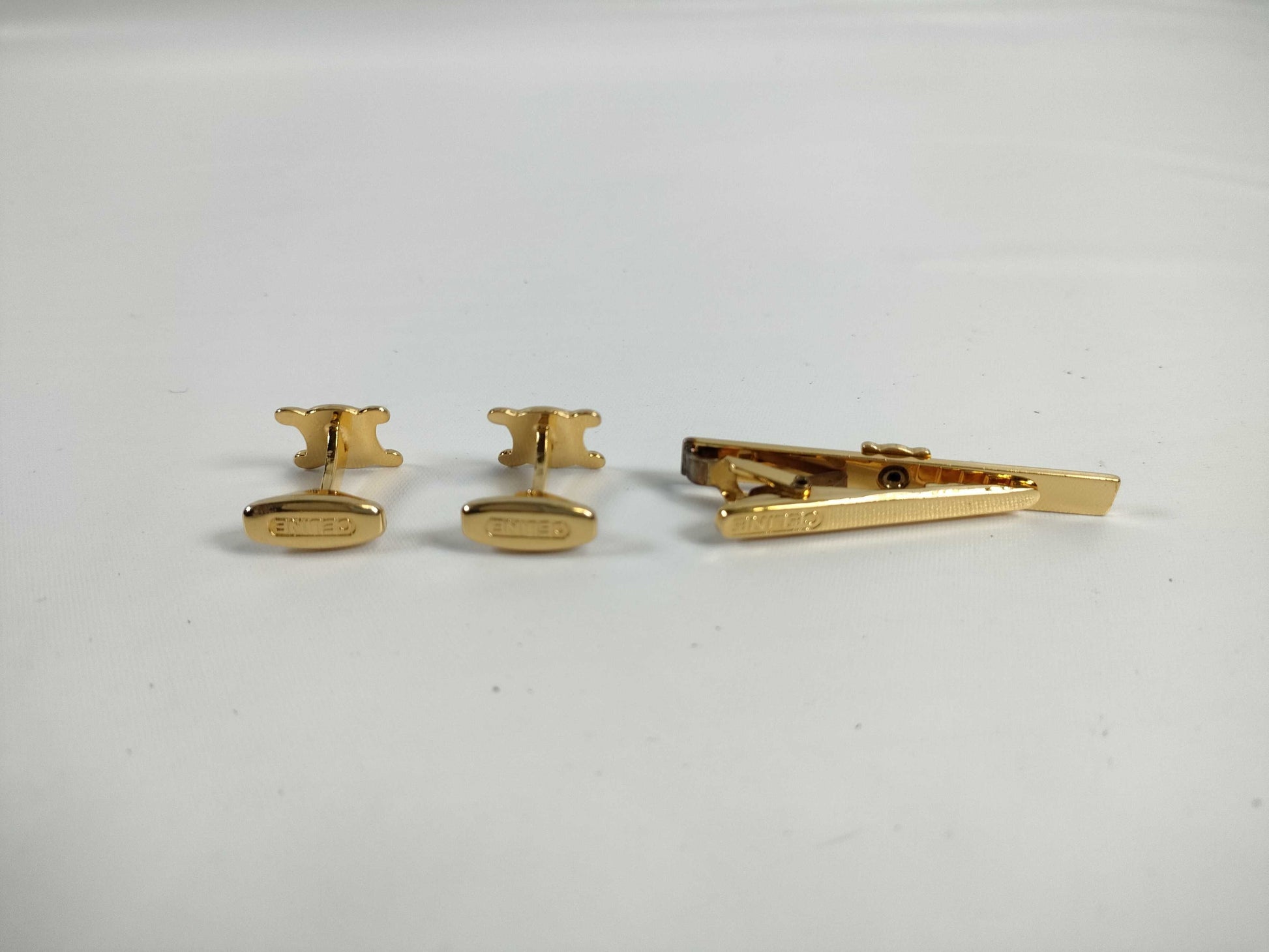 CELINE Macadam Triomphe Cufflinks/Tie Pin Set