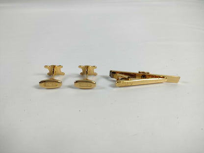 CELINE Macadam Triomphe Cufflinks/Tie Pin Set