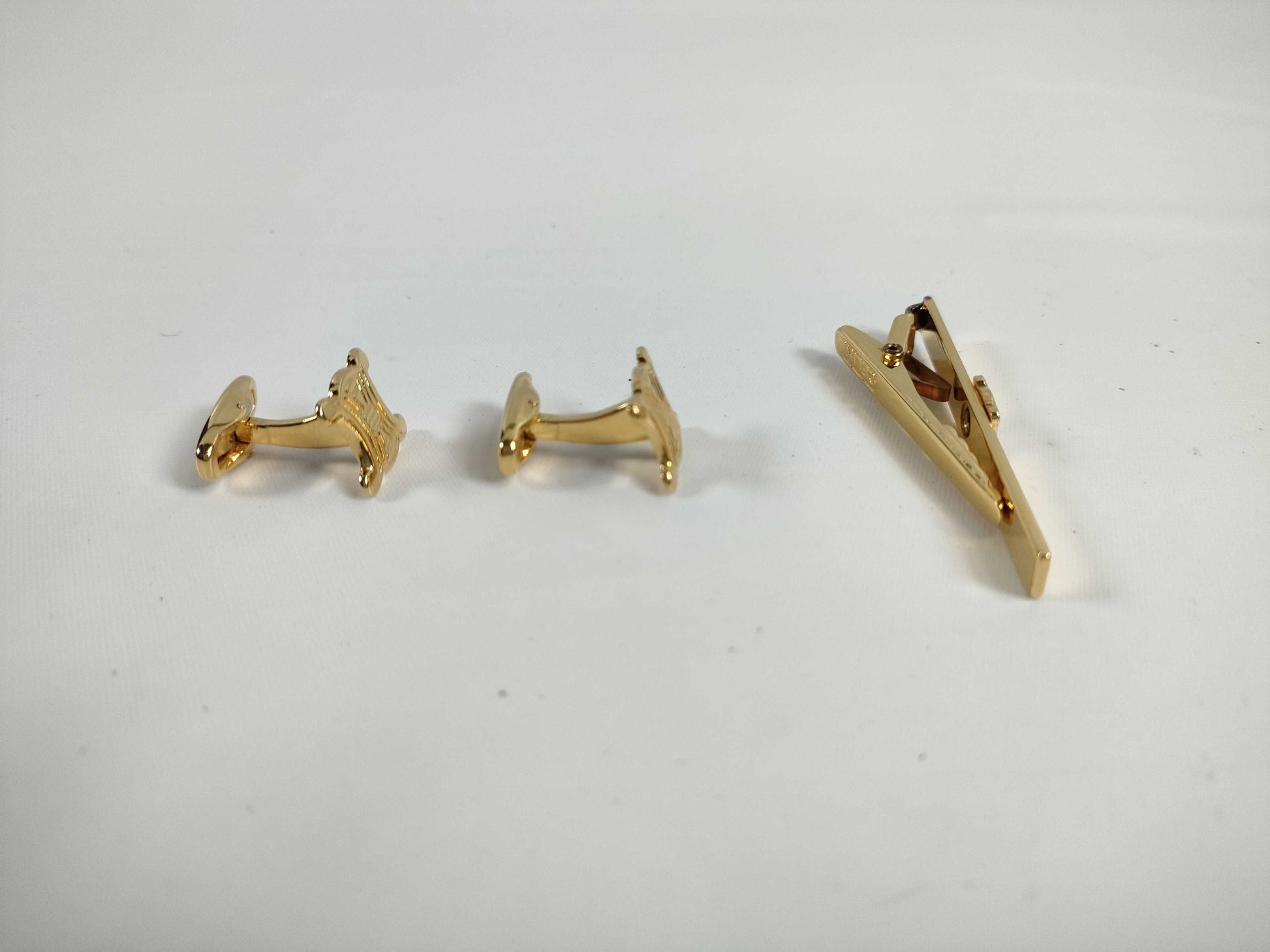 CELINE Macadam Triomphe Cufflinks/Tie Pin Set