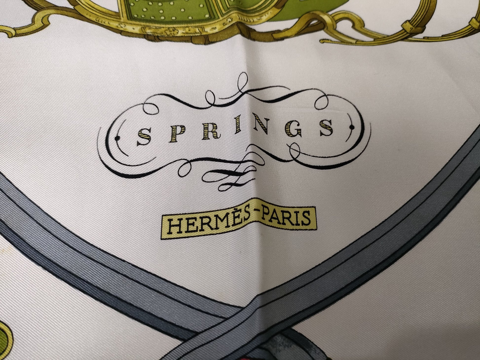 HERMES Carre Carre 90 SPRINGS Red Scarf with Missing Tag