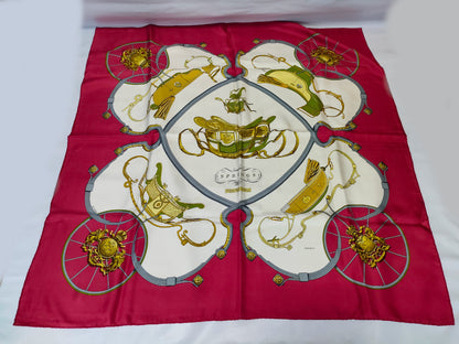 HERMES Carre Carre 90 SPRINGS Red Scarf with Missing Tag