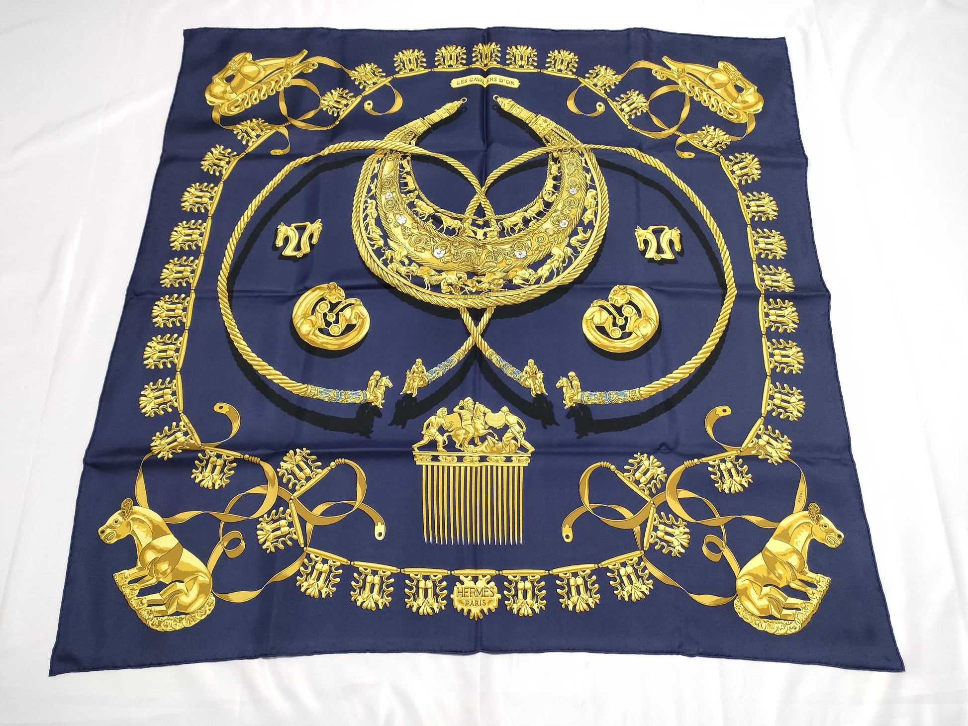 HERMES Carre Golden Knight Scarf